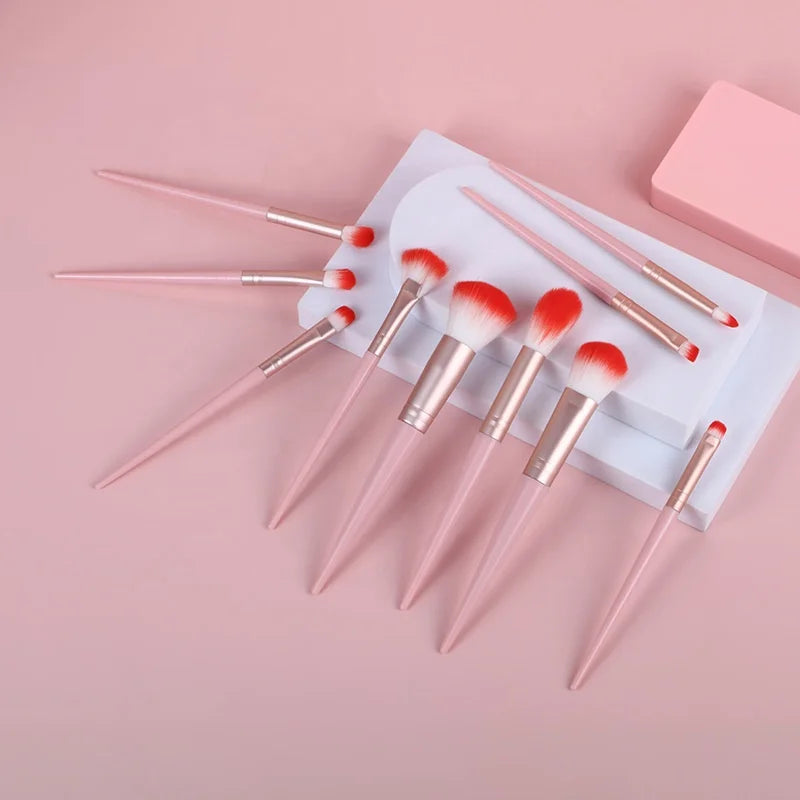 Custom Logo 10 Pcs Pink Professional Makeup Brushes Set Foundation Blending Cosmetic Brush Set Kit