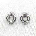 Sterling Silver 5*7mm Semi Mount Stud Earrings Empty Support Blank Claws Setting S925 Base Without Center Stone for DIY Inlay