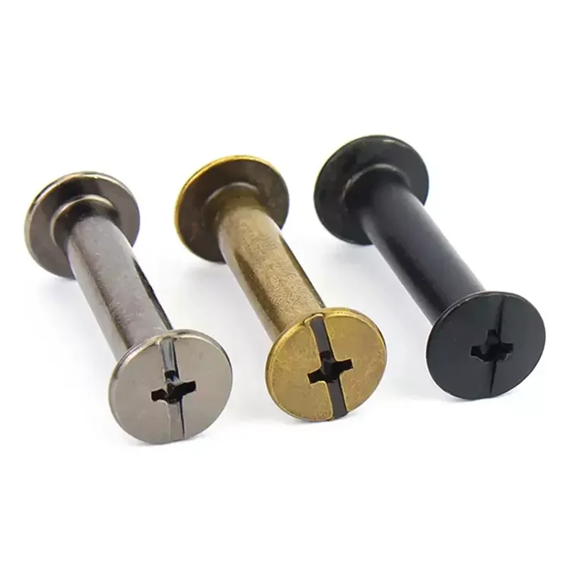Steel Nickle Brass Black Antique Bronze Coating Female Male Screw Binding Post Chicago Screws for Holsters Leather Bags 18mm