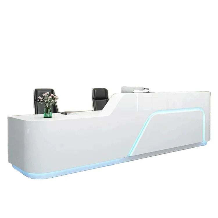 Painted Front Desk Reception Desk Company Front Desk Beauty Salon Counter White Cash Register Simple Modern Curved bar Counter