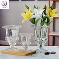 Factory Direct Roman Wind Lamp High-foot Glass Vase Flowers Dried Flowers Living Room Table Ornaments Embossed Flowers