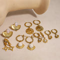 Fashionable Stainless Steel Vintage Zircon Gold Earrings Natural Stone Earring Geometric Stud Earrings for Women