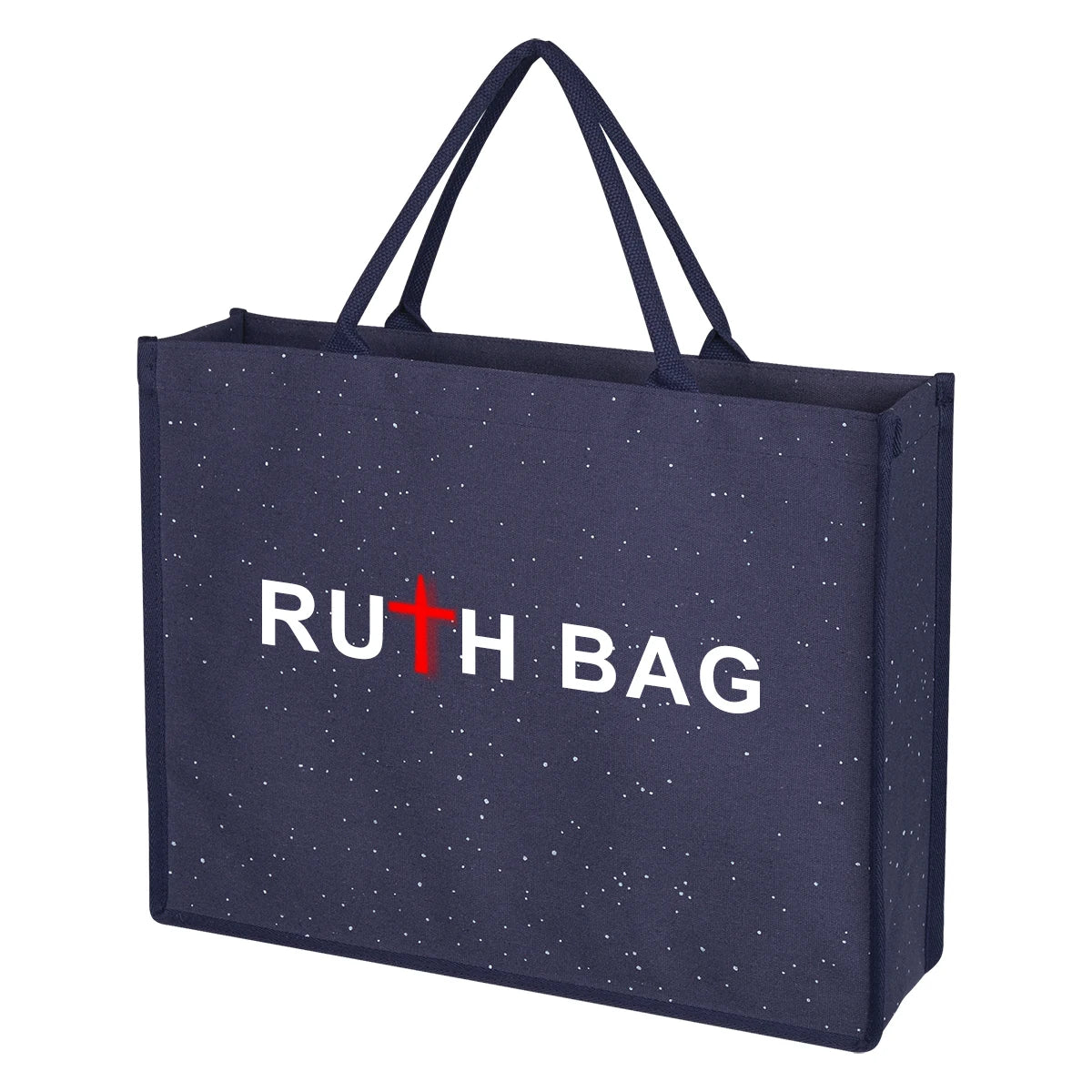 Ruthbag Women's Black Canvas Tote Shopping Bags Wholesale Fashion Cotton Material with Letter Pattern for Commuting