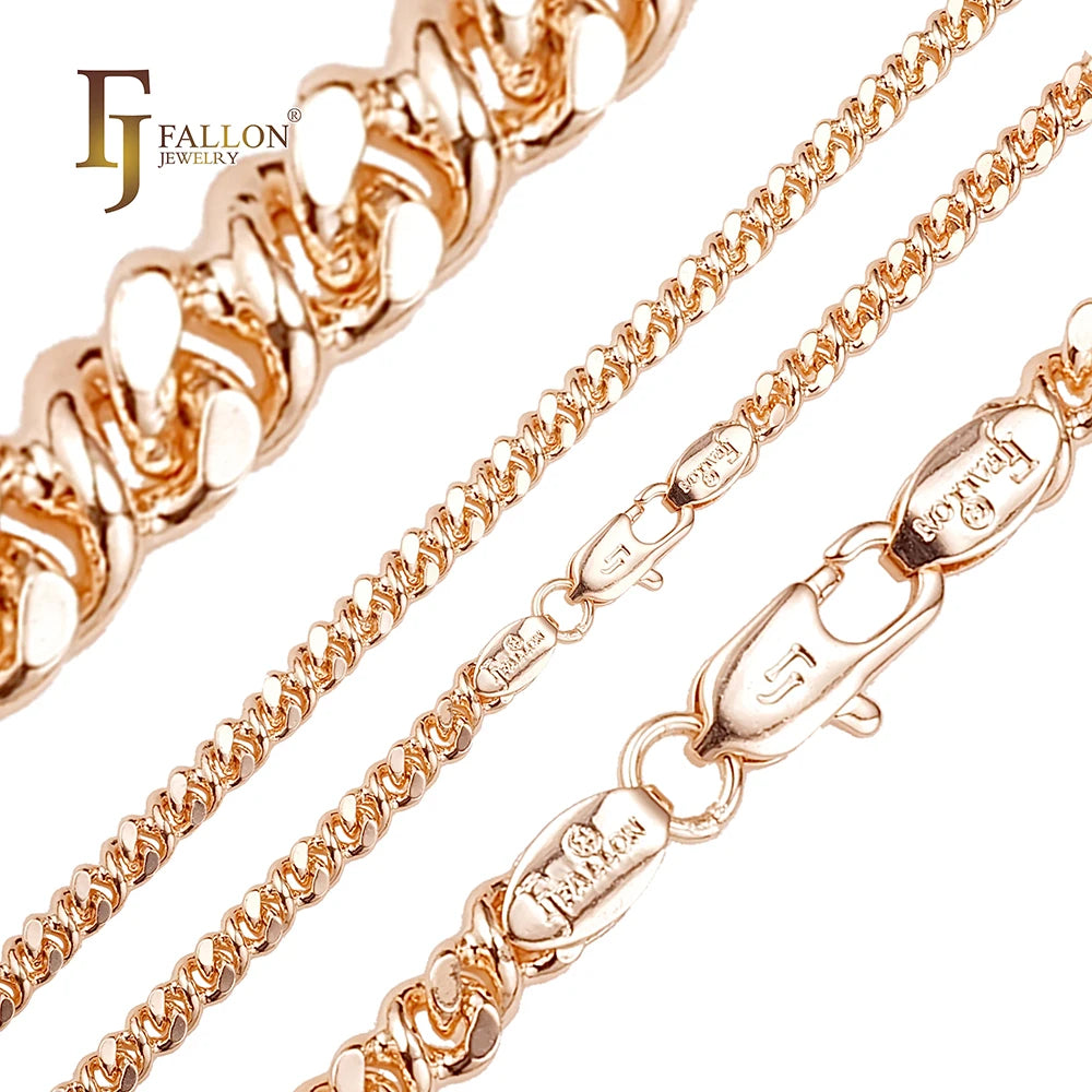 3mm+ FJ Fallon Fashion Jewelry Infinity 8 Round Link Chain Plated in Rose Gold Brass Based Split