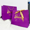 Wholesale Custom Printed Purple Luxury Shopping Gift Paper Bag With Handle and Bow luxury Paper Bags With Your Own logo