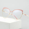 UNOC Optical Eyewear Face Cat Eye Glasses Full Black Metal Frames Blue/Gold/Transparent Light Blocking Lenses Available Pink
