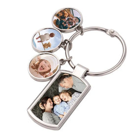 RubySub 3 Circle Panel Charms Metal Key Chains Custom Keychain Sublimation Key Chains for Dad Gift