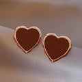 CAOSHI Wholesale OEM Chic Heart Shaped Red Resin Rose Gold Plated Earrings for Fashion Jewelry Wedding Stud Earrings for Women