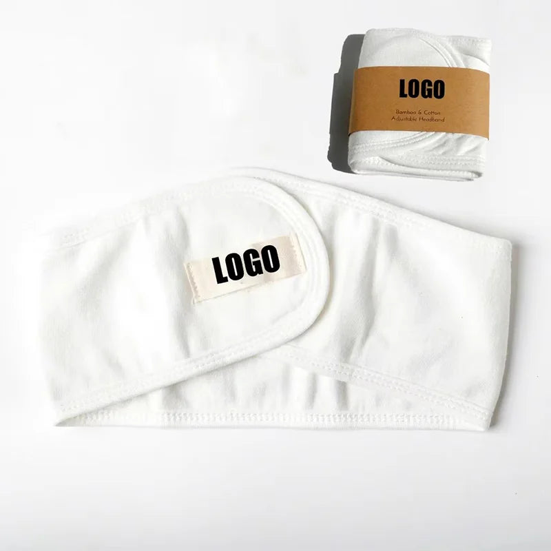 Custom Logo ZEYI Brand GOTS Certified Ultra Soft Bamboo Cotton Spa Headband for Girls Hair Eco Makeup Remover Custom Color