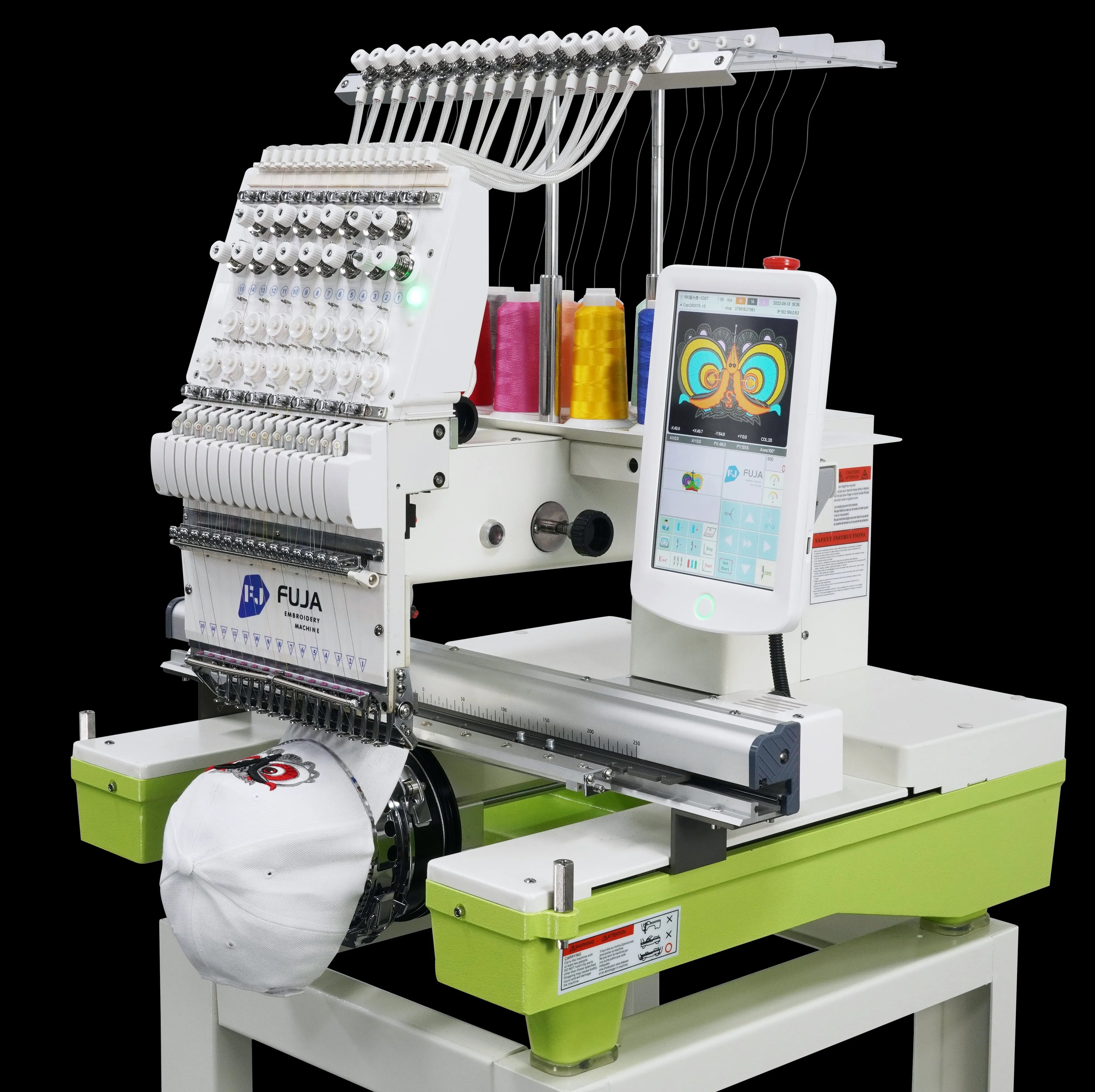 Fuja New Single Head Multi 12/15 Needles Cap Computerized Engine T-Shirt Embroidery Machine for Home Use