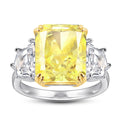 Fine Jewelry Rings Colorful CZ  Rhodium Plated Princess Cut Yellow Sapphire Gemstone Engagement Silver Ring for Women