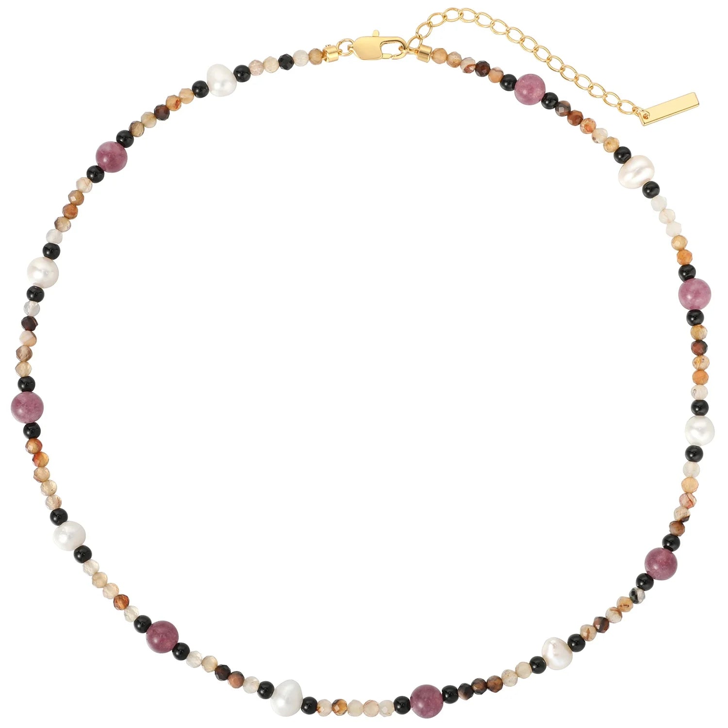 New Brass Gold Plated Natural Color Tourmaline Stone Freshwater Pearl Beaded Necklaces Women Jewelry Gifts Customized