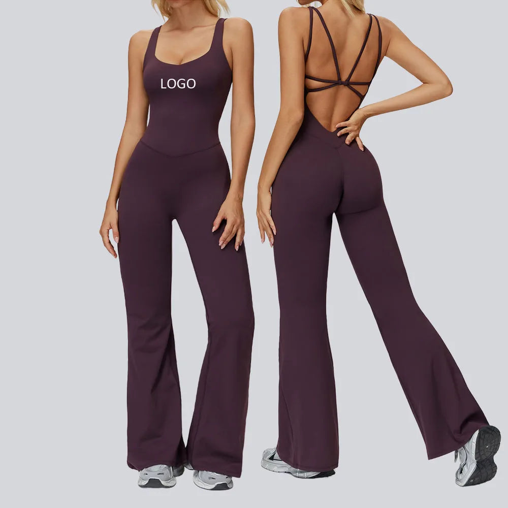 Ladies 9506 One Piece Full Length GYM Fitness Sport Activewear Elegant Female Yoga Jumpsuits for Women Jumpsuit Playsuits Girls