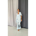 Soft Satin Women's Pajamas Set with Short Ruffled Sleeved Camisole Elegant Bridal Loungewear