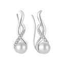 925 Sterling Silver Cubic Zirconia Womens Ear Cuffs Gold Plated Mother of Pearls Leaves & Sapling Studs Hypoallergenic Earrings