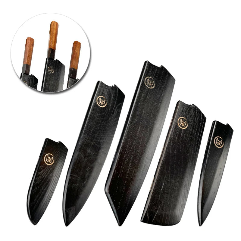 Grandsharp Kitchen Knives Sheath Japanese Gyuto Nakiri Kiritsuke Blade Protector Wooden Scabbard Saya Guard with Magnetic Inside
