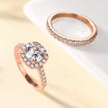 New Arrival Party Jewelry Luxury 925 Sterling Silver Rose Gold Plated Couple Zircon Wedding Ring