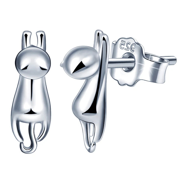 Wholesale Small Cat Earings Tiny Cute Animal Earrings 925 Silver