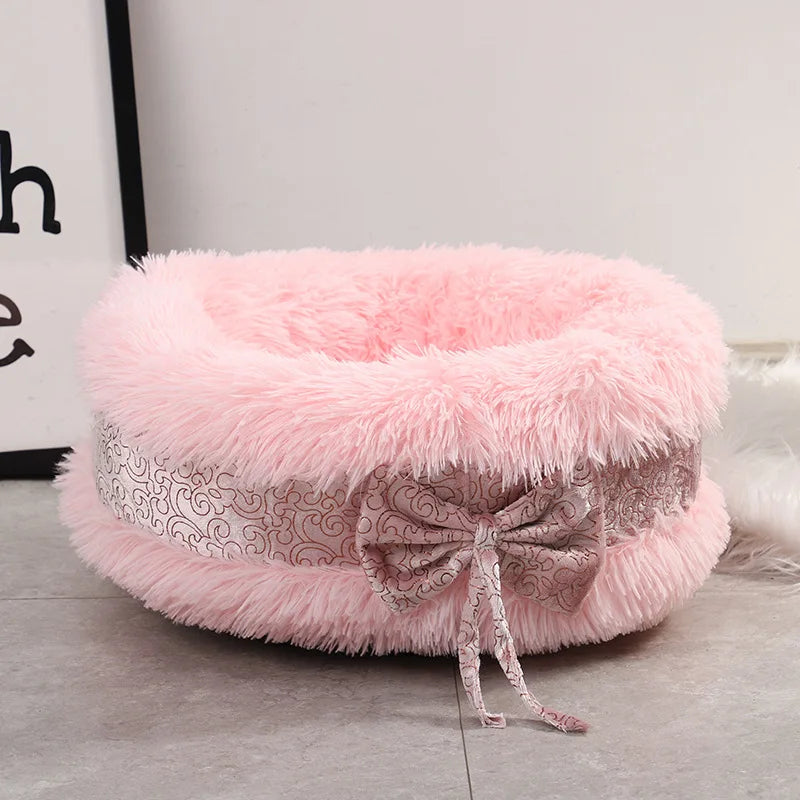Wholesale Oversized Warm Super Soft Plush Fluffy Donut Round Dog Cat Bed