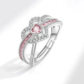 Fashion European and American Cross-border Simple Two-color Love Lucky Pink Peach Adjustable Open Ring Jewelry for Women Girls