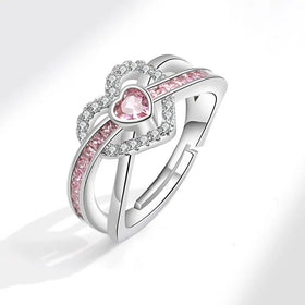 Fashion European and American Cross-border Simple Two-color Love Lucky Pink Peach Adjustable Open Ring Jewelry for Women Girls
