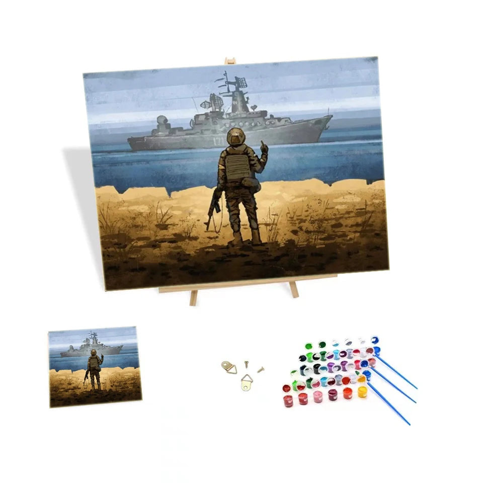 Drawing Canvas Diy Abstract Oil Painting the Soldier Ship Was at Sea Hand Painted Wall Pictures for Living Room Home Decoration