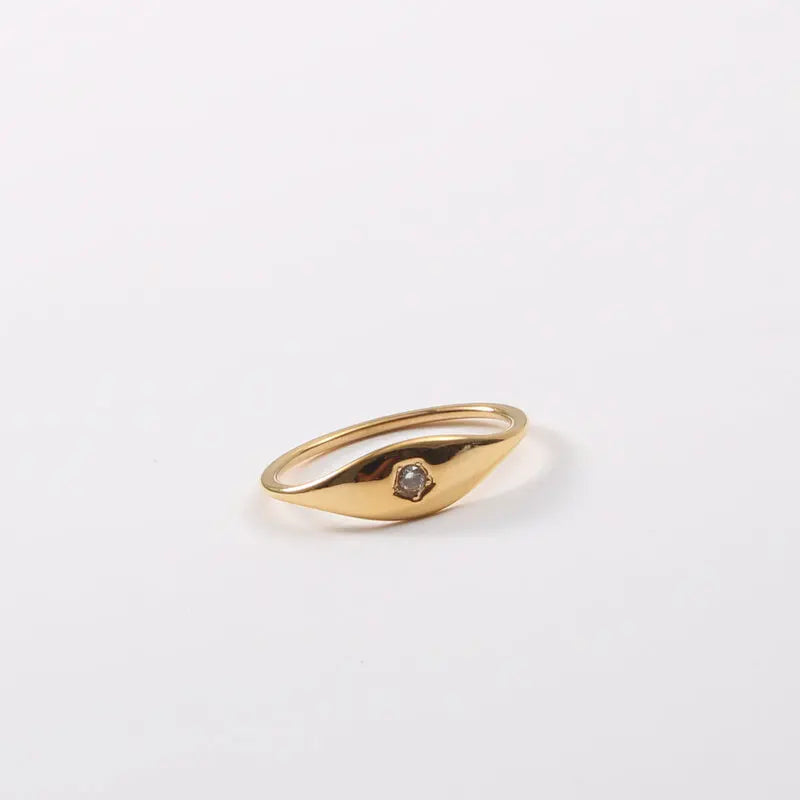 Fenny 18K Gold Plated High End Versatile Dainty Pentaclel Zircon Stainless Steel Ring Gift for Couple Wholesale Jewelry
