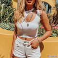 Latest Design Crop Top Femme Custom Tank Tops for Women High Quality Sexy Cutout Asymmetric Crop Top Mujer
