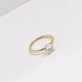 INS Hot Fashion 18K Gold Plated Surgical Tungsten Stainless Steel Engagement Ring Statement CZ Ring for Women's Wedding