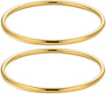 SC 3mm Stackable Thin Round Bracelet Gold Plated Stainless Steel Oval Solid Color Polished Bracelet