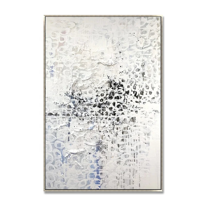 36x48Inch Handmade Black and White Oil Painting Modern Landscape Wall Art on Canvas with Framed by JZ Arts