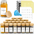 Glass Spice Jars Cover Eco-Friendly Seasoning Storage Bottles Labels 4 Oz Transparent Bamboo Multifunction Classic Party Kitchen