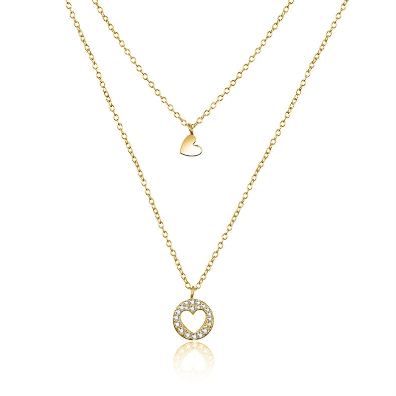 925 Silver Circle Intersect Necklace Factory Direct 2 Rows Chain Cross Letter Shaped for Wedding Party or Engagement Gift