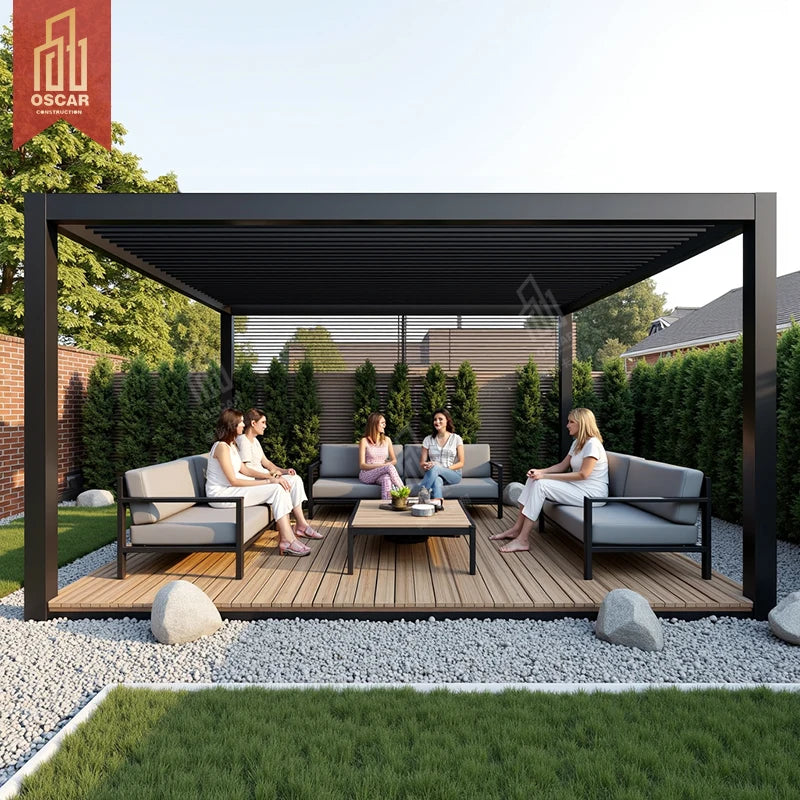 Outdoor Pergola with Retractable Roof Custom Made by Factory in China Patio Deck and Garden Aluminum Pergola