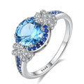 Fine Jewelry 925 Sterling Silver Sapphire Gemstone Fashion Zircon Diamond Ring for Women