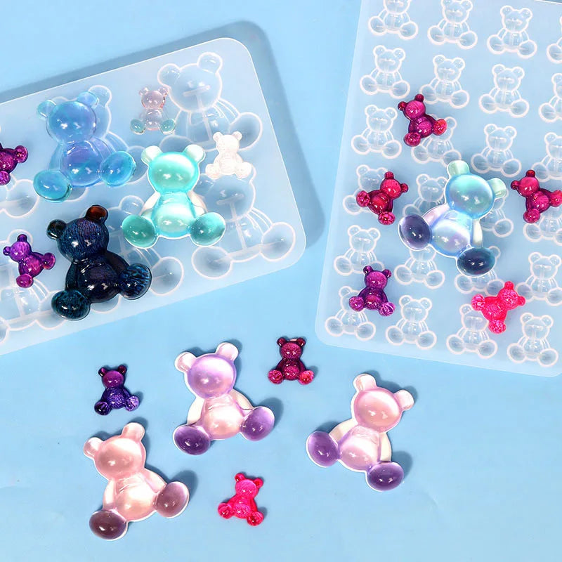 Epoxy Resin DIY Silicone Mold Bear Earring Brooch Hairpin Violent Bear Earring Pendant Mold Resin Mold