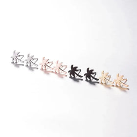 Vintage Summer Beach Women Dainty Minimalist Stainless Steel 18K Gold Plated Coconut Palm Tree Stud Earrings
