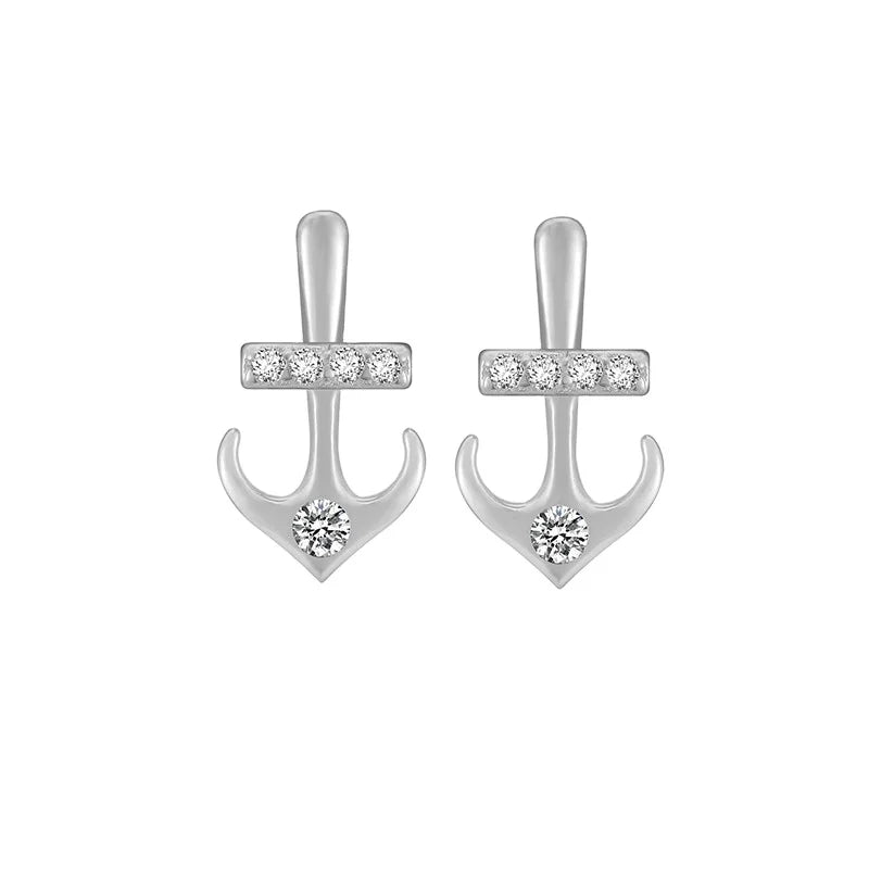 Wholesale Cz Boys 925 Silver Vintage Creativity Stud Earring Stud Earrings Anchor Earing