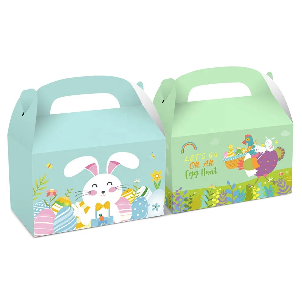 Ourwarm Kids Easter Party Decorations Folding Bunny Cookie Kraft Paper Gift Box Packaging for Kids' Parties and Events
