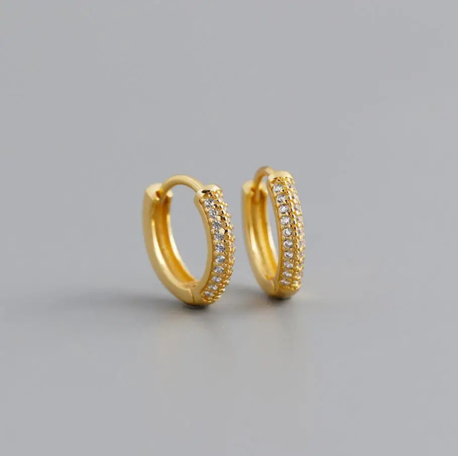 Wholesale Dainy 925 Sterling Silver Micro Pave Cubic Zirconia Hoop Earrings Minimalist Diamond Small Thick Hoops Earring