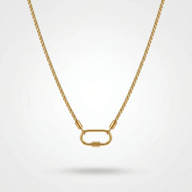 QIAOREN 12143 PVD 18K Gold Stainless Steel Box Chain Necklace Screw Carabiner Pendant Minimalist Dainty Women Jewelry US EU