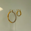 Dazan Summer New 18k Gold Plated Unique Hypoallergenic Stainless Steel Round Large Hoop Iced Out Zircon Mixed Design Earrings