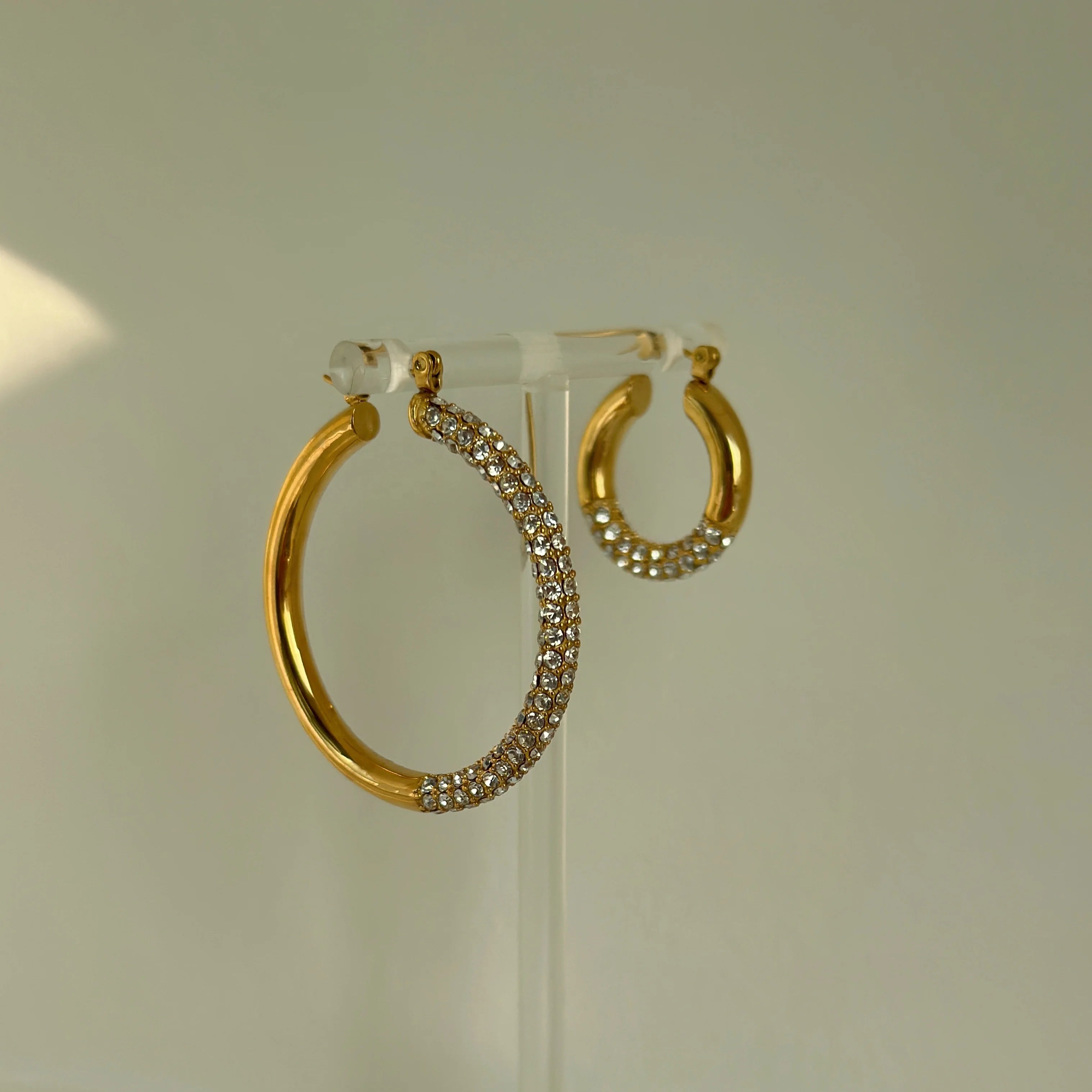 Dazan Summer New 18k Gold Plated Unique Hypoallergenic Stainless Steel Round Large Hoop Iced Out Zircon Mixed Design Earrings