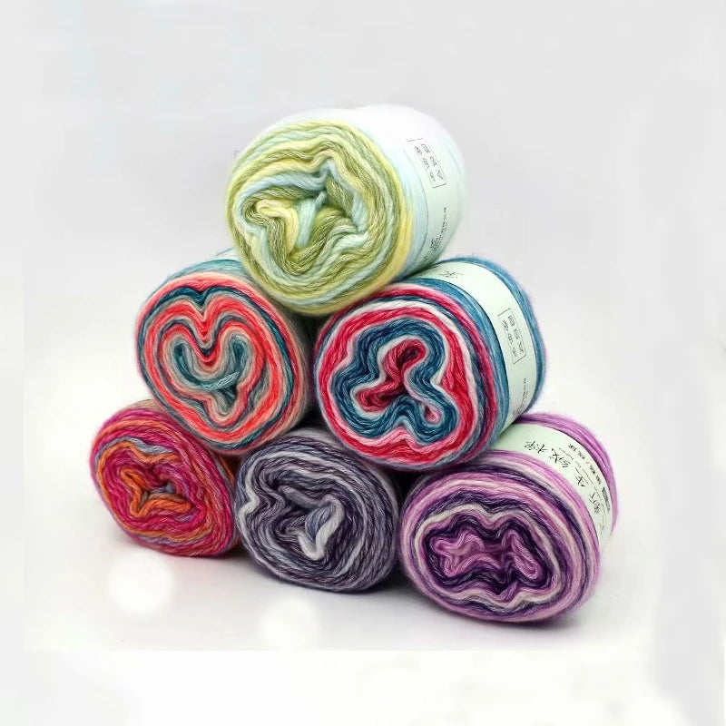 Hot Sale Dyed High Tenacity rainbow Knitting 45% Cotton 55% Acrylic Blended Multicolor Crochet Cake Wool Yarn for Wholesale