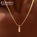 EManco Fashion Trend Jewelry Waterproof Men Stainless Steel Long Chain Necklace Gold Bar Square Pendant Necklace for Men