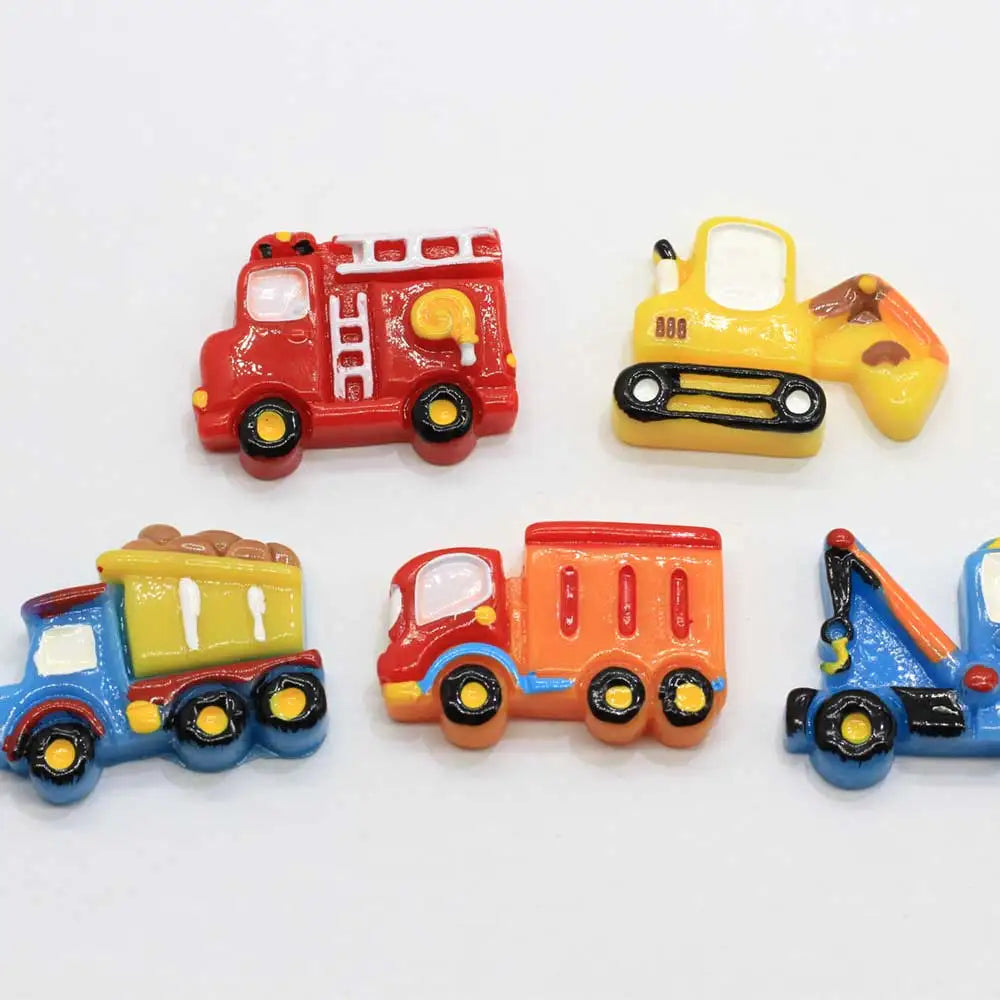 Miniature Car Resin Truck Cranes Bulldozers Excavator Decoration Craft Flat Back Cabochon DIY Scrapbooking for Phone Decor
