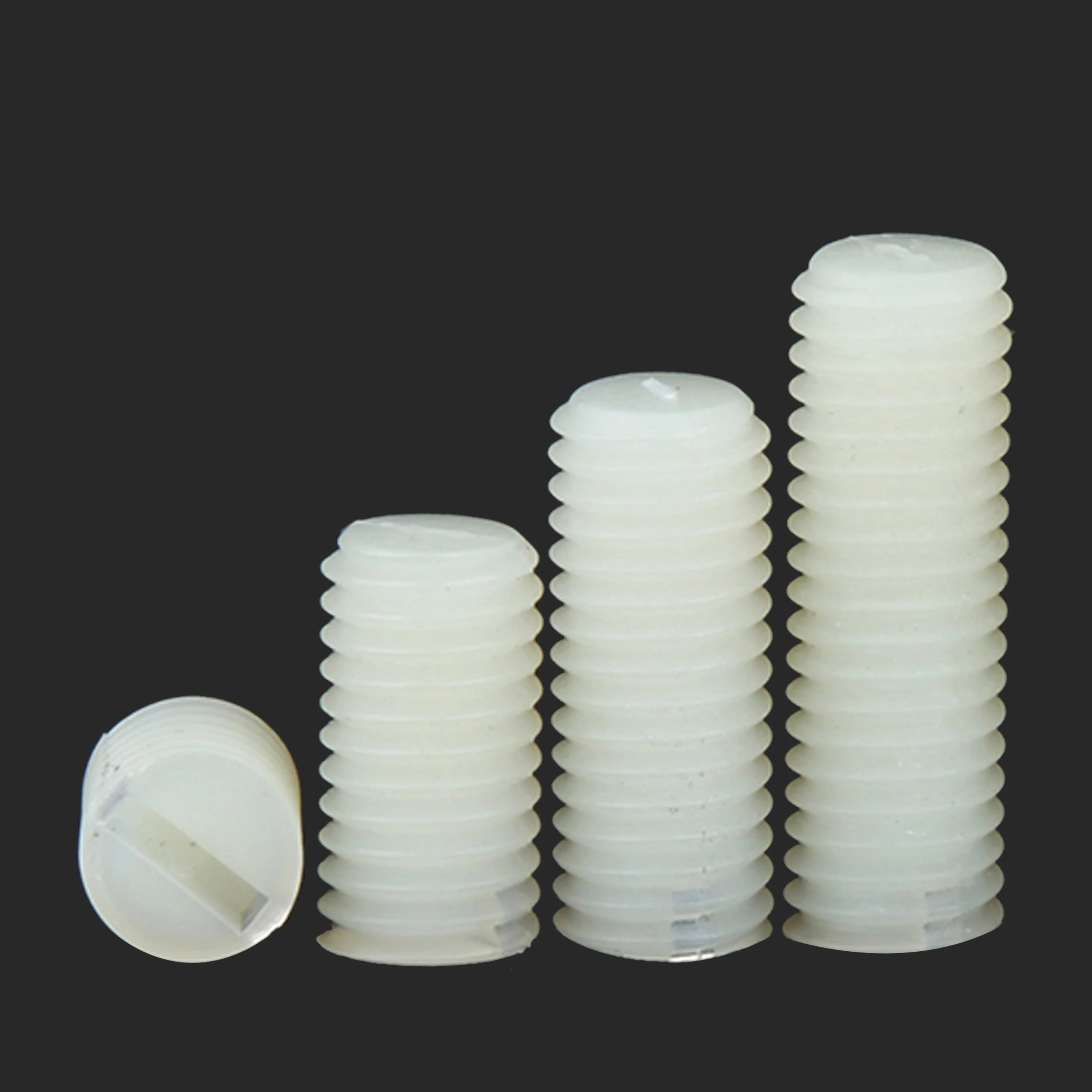 Wholesales M2 M2.5 M3 M3.5 M4 M5 Flat End Headless Slotted Nylon Plastic Set Screw Slotted Grub Screw