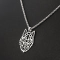 AA00081 Vintage Animal Chain Necklace Men Punk Jewelry Stainless Steel Hollow Wolf Head Pendant Necklace