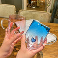 Transparent High Borosilicate Glass Creative Coffee Cup Water Cup 400ml High Temperature Resistant Water Cup