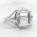 Sterling Silver 7*9mm Semi Mount Ring Square Shape Empty Frame Blank Claws Setting S925 Base Without Center Stone for Inlay DIY